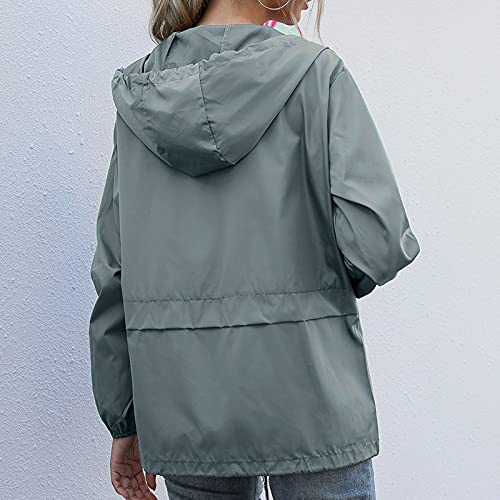 Zakay Raincoat Women Waterproof Long Hooded Trench Coats Lined Windbreaker Travel Jacket Women's Waterproof Rain Jacket Lightweight Hooded Raincoat For Hiking Travel Outdoor(Dark Gray,Large) He162 #TOP3