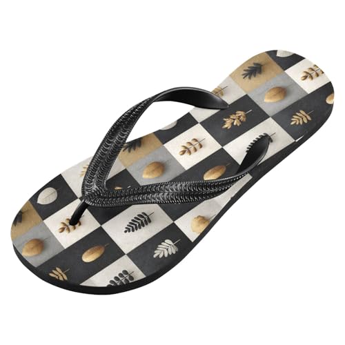 Flip Flop Sandals Luxurious Leaf Pattern Print for Women Men Beach Outdoor XS2