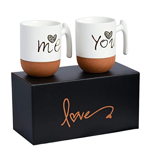 Shanhui You & Me Coffee Couple Mug Set, Funny Tea Ceramic Cup Set For Bride And Groom, Matching Gift For Birthday, Anniversary, Wedding, Engagement Valentines Day Girlfriend Wife #TOP5