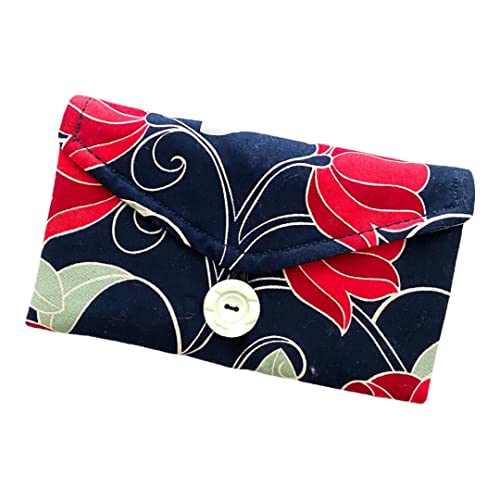 Travel Jewelry Organizer Bagi n Red and Navy Blue Floral
