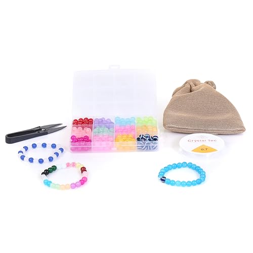 Image of Ambitieux DIY Bracelet Making Kit for Girls - 12 Types Colorful Beads with Charms, Elastic Thread, Earrings, Clasps & Rings - Jewellery Craft Kit for Kids, Birthday Return Gift, Rakhi Special Set for 2 3 4 5 6 7 8 9 10 years (Glass Jelly)