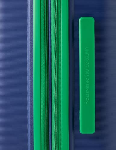 Image of United Colors of Benetton Mid Hard Luggage Emerald Plus - Navy | Check-in Trolley Bag with TSA Lock | 360 Spinner Double Wheels | Telescopic Handle | PC Shell Suitcase | 65cm | 82L Capacity