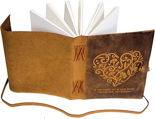 Image of CAVALO - Be Unique Leather Diary, Brown Colour Antique Handmade Leather Bound Notepad for Men and Women 5x7 Inches, Gift for any one (Heart with Quote)