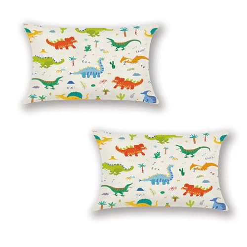 Lumbar Pillow Covers 12x20, Dinosaur Rectangle Pillowcase Small Oblong Kids Boys Girls Cushion Covers Dinoasur Lover Gifts, 2 Pack