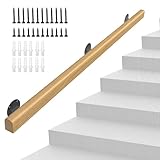 5FT Wooden Stair Handrails,Hand Railings for Stairs Indoor Outdoor Wall Mount Support Wood Handrails,Non-Slip Sturdy Staircase Handrail Safety Grab Bar Rod Complete Kit for Home,Lofts,Guardrail