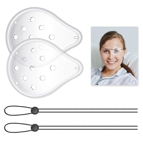 Transparent Eye Shield, Ventilated Eye Patches After Cataract Surgery, 9-Hole Protective Plastic Eye Shields with Adjustable Strap, Breathable Eye Masks, Eye Care Accessories for Adults (2pcs)