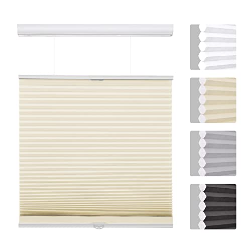Pumkust Custom Size Cordless Top Down Bottom Up Cellular Shades For Windows(Fits Windows22-68), Light Filtering Blinds With The Diameter Of 1.5" Honeycombsfor Home, Thermal Insulated, Beige #TOP3
