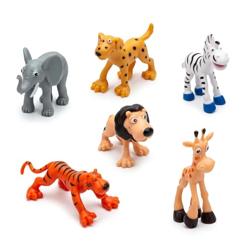 Image of CLAPONE Mini Jungle Toys Set Animals Figure,53 Piece Animal Figurines Mini Animals Safari Animals Figures Zoo Animals Toy Toddler Toys Safari Realistic -Multicolor (Multicolour, 6PCS Animal)