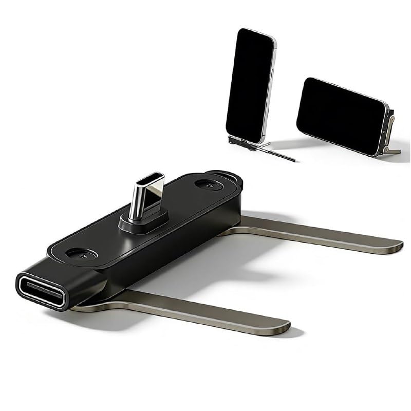Invisible Mobile Stand USB C Type Phone Charger 2 in 1 Charger Adapter for Android Mobile, USB Type-C to C Connector 240W Fast Charging Cord with Built-in Phone Stand-image-19