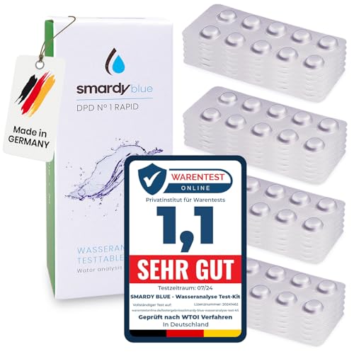 Smardy 240 Pastiglie Per Test Rapidi Dpd1 (Cloro Libero) Shake Tester Compresse Di Prova Per L‘Analisi Dell'Acqua In Piscina, Acqua Potabile, Acquario