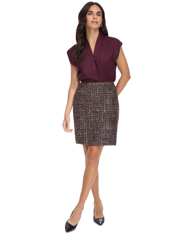 Calvin Klein Womens Tweed Mini Pencil Skirt Black Multi 4