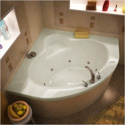 Trinidad 60 x 60 x 23" Corner Whirlpool Jetted Bathtub Color/Trim / Tile Flange / Pump: Bone / Polished Brass / No / Right