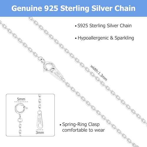 Gacimy 925 Sterling Silver Chain for Women, 1mm 1.3mm 1.5mm 1.8mm Cable Chain Necklaces4