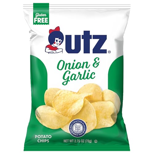 Utz Onion & Garlic Potato Chips – 2.75 oz Bags (14 Count) – Savory and Zesty Flavor with Signature Crunch – Snack Pack for Lunches, Parties, and On-the-Go Snacking