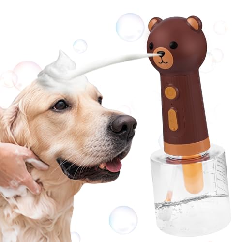 【2025年新登場】犬 シャンプー 泡立て器 ペット用 IPX7防水 USB充電式 ソープディスペンサー 自動発泡犬用ソープディスペンサ 犬 猫 お風呂用品 400mlボトル 低騒音 割合の目盛り付き シャンプー節約 日本語説明書付き ペットバスブラシ付き