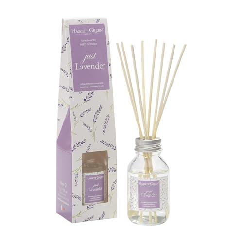 Just Lavender Fragrance Oil Reed Diffuser 100ml - Long Lasting Home Indoor Fragrance - with 8 Rattan Reeds