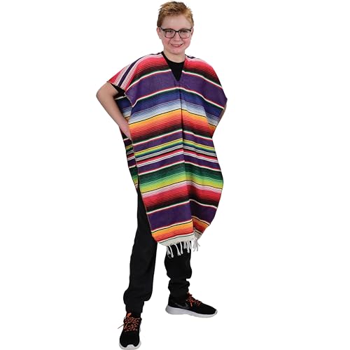 GiftExpress Mexican Poncho for Adults (Poncho Only), Mexican Traditional Serape Poncho for Cinco de Mayo, Mexican Fiesta Theme Party Costume, Adult Mexican Serape Costume, Halloween Costume