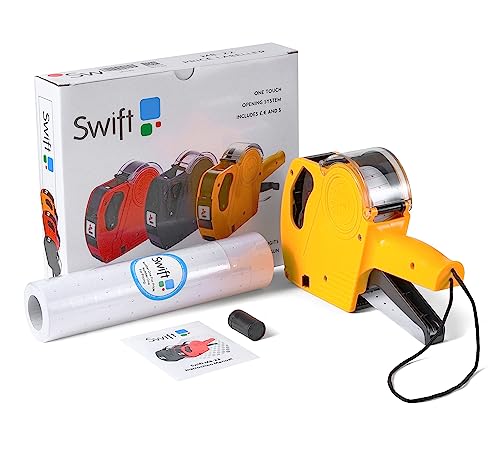 swift Price Gun Kit with 5000 Labels and Spare Ink Pricing Tag Sticker Printer Maker For Clothes Food Stationary Retail Yellow M8-22