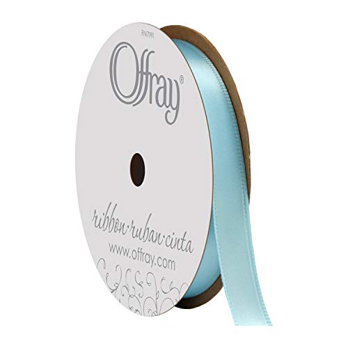 Image of Berwick Offray 360132 3 /8 inch Wide Single Face Satin Ribbon, Ocean Blue, 6 Yds