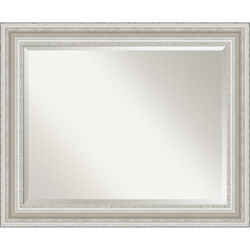 Image of Amanti Art Framed Vanity Mirror | Bathroom Mirrors for Wall | Parlor Silver Mirror | Wall Mounted Mirror | Medium Mirror | 27.50 x 33.50