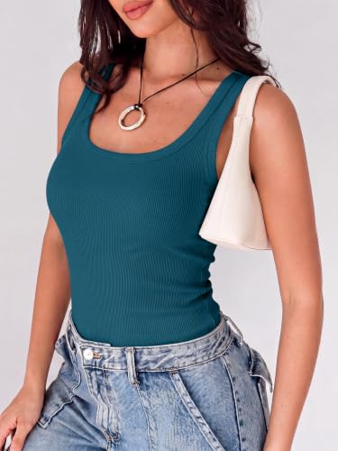 Image of ANRABESS Womens Square Neck Ribbed Tank Tops 2026 Summer Sleeveless Shirts