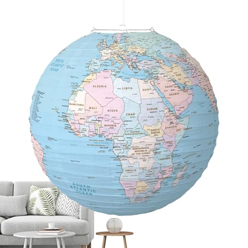 Faroles temáticos de viajes, decoraciones de fiesta de linternas de papel,decoraciones del día de la tierra para el hogar | Educación geográfica de globo terrestre para decoración temática de