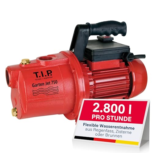 T.I.P. 31175 Gartenpumpe Guss Garten-Jet 750 (bis 2.800 l/h Fördermenge, Förderhöhe max. / Druck...