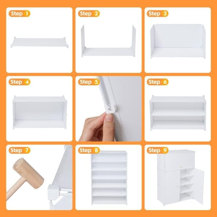 Image of Premium Multipurpose Modular 𝟔 𝐒𝐇𝐄𝐋𝐅 Plastic Shoe Rack for Home with 3 Door | Stackable Organizer | Waterproof & Dustproof | Space Saving Storage for Home, Bedroom & Entryway - White