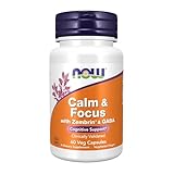 Now Supplements Calm & Focus with Zembrin® & GABA, Cognitive Support*, Clinically Validated, 60 Veg Capsules