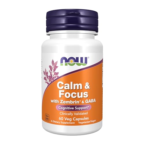 Now Supplements Calm & Focus with Zembrin & GABA Cognitive Support* Clinically Validated 60 Veg Capsules