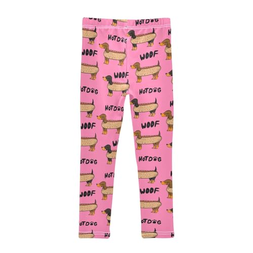 Girls Basic Leggings Baby Girls Pants Dachshund Dog Soft Footless Stretchy Tights Pants 4-10Y2