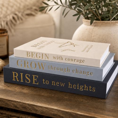 Decorative Books for Home Decor | Elevate your Bookshelf Decor with Coffee Table Books (Fake Books Set of 3) | Faux Books for Decoration | Hollow Book Box with Hidden Storage | Decorative Storage Box