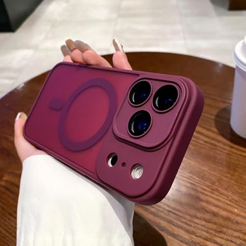 Étui iPhone 15 Plus bordeaux mat idéal pour rester connecté en voiture grâce au magnétique