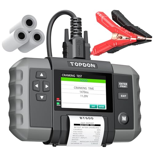 Testeur Batterie Voiture 12V 24V, TOPDON BT600 Testeur de Batterie et Alternateur pour Auto,...