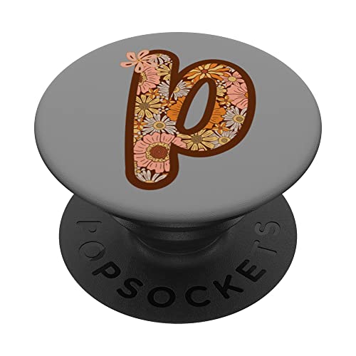 Lettre P initiale en monogramme style bohème rétro PopSockets PopGrip Interchangeable