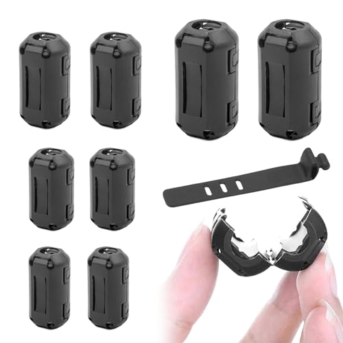 Ferritkerne Entstörfilter Ferritfilter,Ferrit Ring,Mantelwellenfilte,Ferrit Ringkern Cable-Clip,Ferrit-Ringkern,Ferritkerne für Kabel,Klappferrit Ferritkern,Anti-Interferenz (Schwarz*8 Stück)