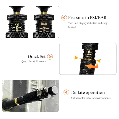 Image of Bittwee Adjustable Auto-Stop Tire Deflator Valve Kit, 4PCS 10-30 PSI Offroad Air Down Tyre Tool with Storage Pouch & Valve Cap, Car Wheel Deflation Accessories, Universal Fit