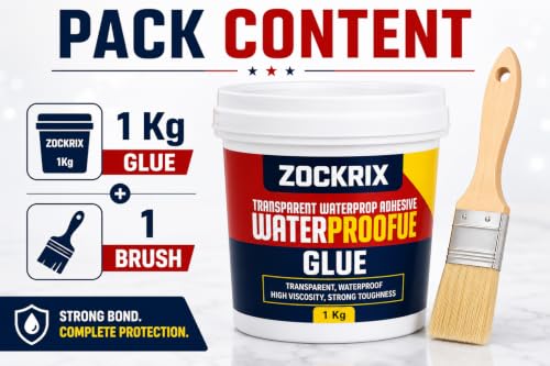 Image of Crack Seal Glue with Brush, Transparent Waterproof Adhesive for Roof Leakage, Wall Gap, Tile Joint, Bathroom Corner & Surface Crack Repair (1 KG)