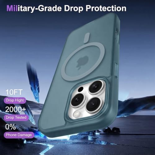 Image of DIZORO Matte Case for iPhone 15 Pro Max Compatible with MagSafe, Camera Lens Full Protection, Shockproof Translucent Frosted TPU Soft Phone Cover, Anti-Fingerprint (Navy