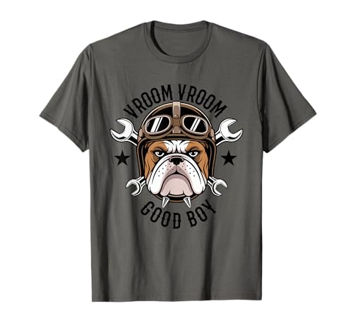 Vroom Vroom Bulldog Mechanic Biker Casque Clé croisée T-Shirt