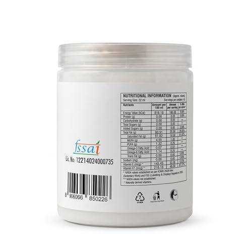 Image of Natureland Organics Coconut Oil 400 Ml - Organic Raw Virgin Oil