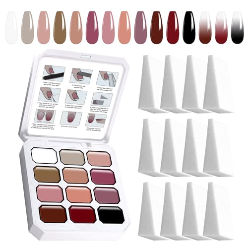 Gel de Pintura Gradient, 12 Colores con Esponjas para Uñas