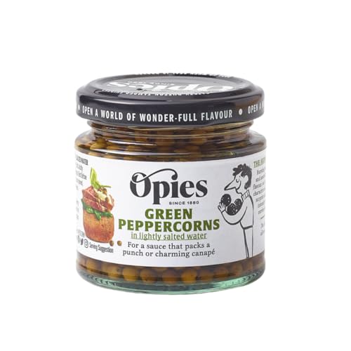 Opies Green Peppercorns in Lightly Salted Water, 115g – Vibrant, Aromatic Flavour for Steaks, Peppercorn Sauces, Thai Curries, Soups & Salads.