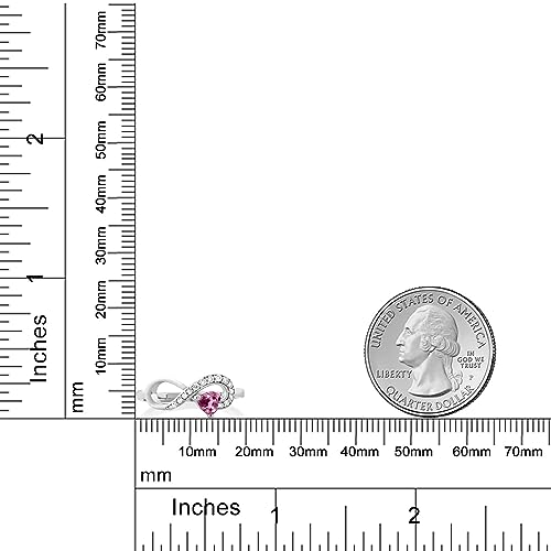 Gem Stone King Heart Shape Gemstone Birthstone Infinity Ring For Women | 925 Sterling Silver | Wedding Engagement Anniversary Promise Ring | 4MM Heart | Available in Size 5,6,7,8,94