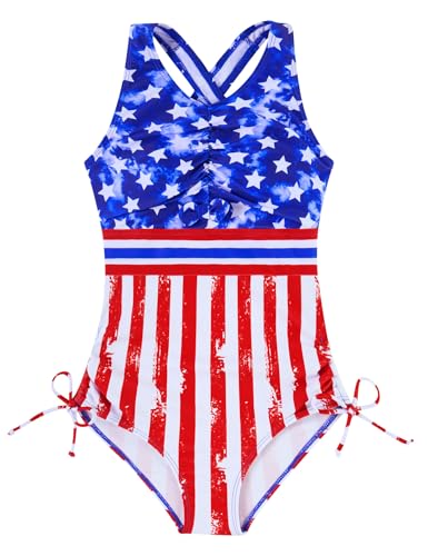 Image of BFUSTYLE Girls Swimsuit One Piece Bathing Suit 4-13 Years Sleeveless Beach Swimwear