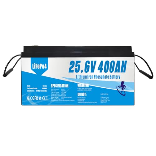 Batería LiFePO4 de 24V (25,6V) 400AH, de fosfato de Hierro y Litio, Adecuada para sustituir baterías de Plomo-ácido, energía Solar, alimentación de Emergencia, etc.
