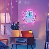 InnoVibe Smiley FACE NEON Wall Light, Smiley Face Shaped Blue/Purple LED Light, Wall Decor, Perfect for Holiday & Birthday Gift, Party Decor, Blue/Purple Smiley Face Sign for Kids Room