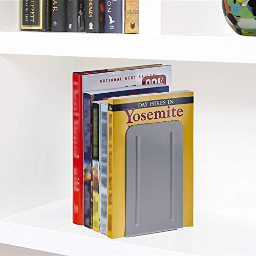 Acrimet Premium Buchstützen aus Metall rutschfest Schwerlast 17.5 x 10 x 11.7 cm (Grau) (1 Paar)