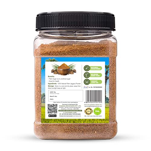 Image of Thanjai Natural Palm Sugar|Palm Jaggery Powder 100% Pure Natural and Unrefined Traditional Method Made (500g Jar X 4)