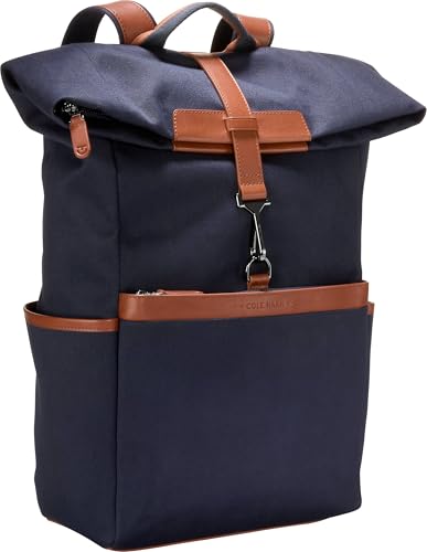 Image of Cole Haan Men's Judson Brushed Twill Backpack, Midnight Moon /New British Tan